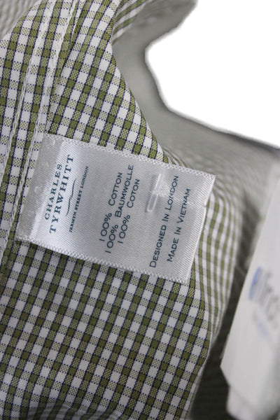 Charles Tyrwhitt Mens Plaid Extra Slim Fit Button Down Shirt Green Size 16