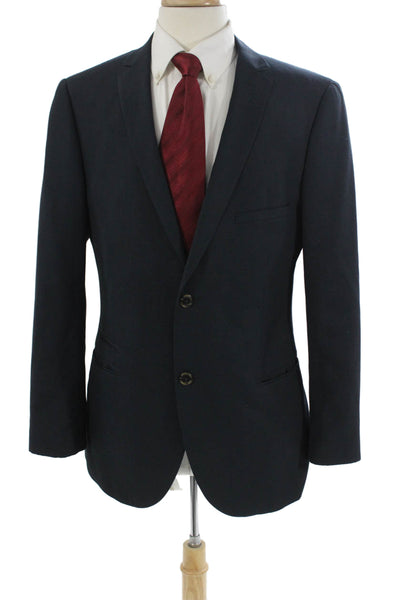 Paisley & Gray Mens Dark Blue Blazer Collared Button Long Sleeve Size 42