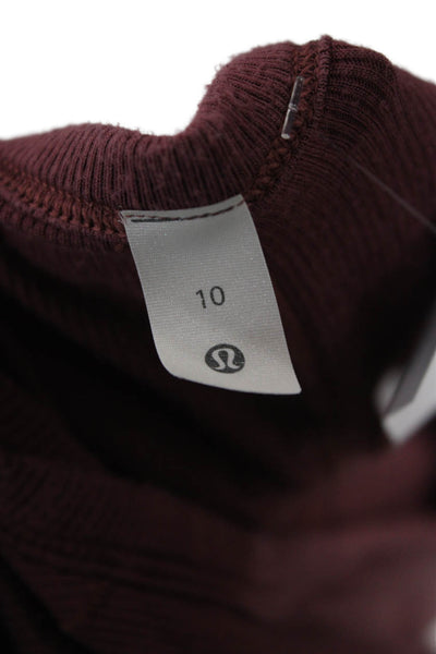 Lululemon Womens Brown Basic Long Sleeve Round Neck T Shirt Solid Size 10