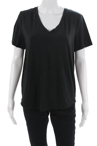 Lululemon Womens Black V-Neck Basic Short Sleeve T-Shirt Size 8