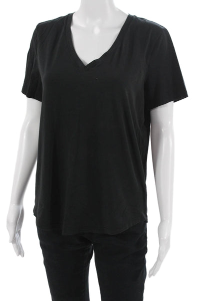Lululemon Womens Black V-Neck Basic Short Sleeve T-Shirt Size 8