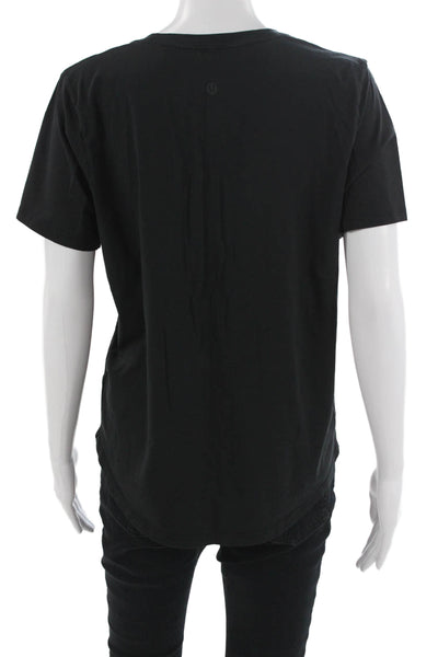 Lululemon Womens Black V-Neck Basic Short Sleeve T-Shirt Size 8