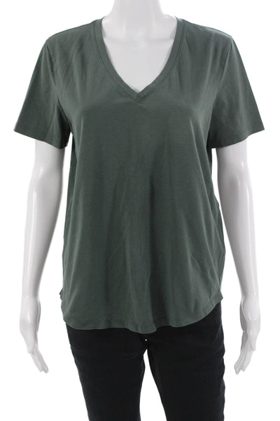 Lululemon Womens Basic Green V-Neck Short Sleeve T-Shirt Size 8