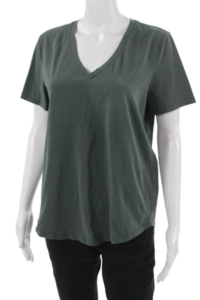Lululemon Womens Basic Green V-Neck Short Sleeve T-Shirt Size 8