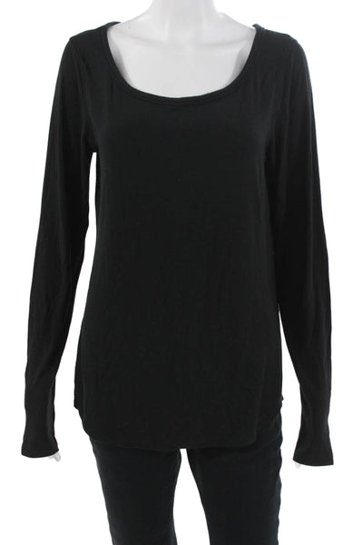 Lululemon Women Black Square Neck Long Sleeve Basic T-Shirt Size 12