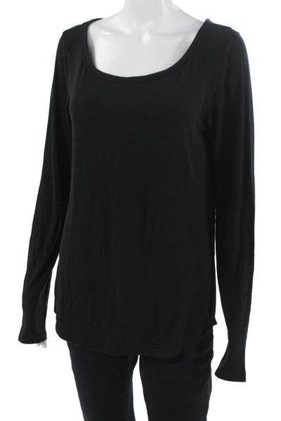 Lululemon Women Black Square Neck Long Sleeve Basic T-Shirt Size 12