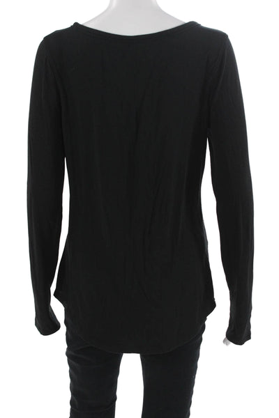 Lululemon Women Black Square Neck Long Sleeve Basic T-Shirt Size 12