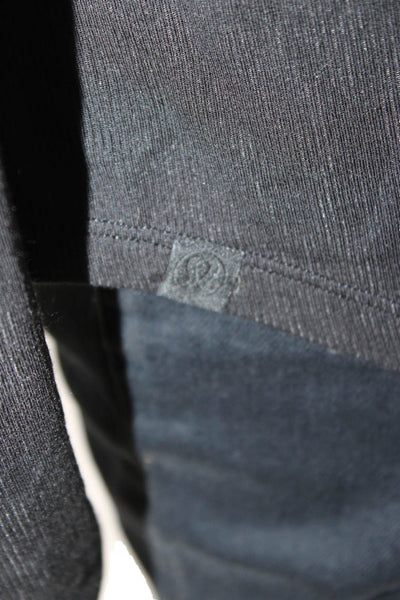 Lululemon Women Black Square Neck Long Sleeve Basic T-Shirt Size 12