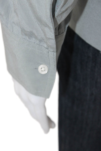 Everlane Women Basic Silk Blouse Gray Long Sleeve Button Round Neck Size M