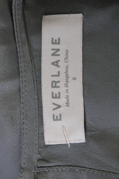 Everlane Women Basic Silk Blouse Gray Long Sleeve Button Round Neck Size M