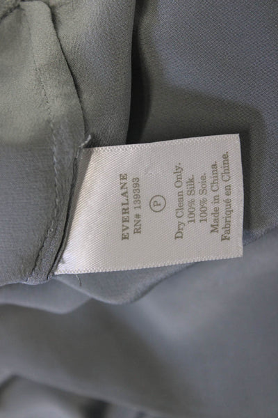 Everlane Women Basic Silk Blouse Gray Long Sleeve Button Round Neck Size M