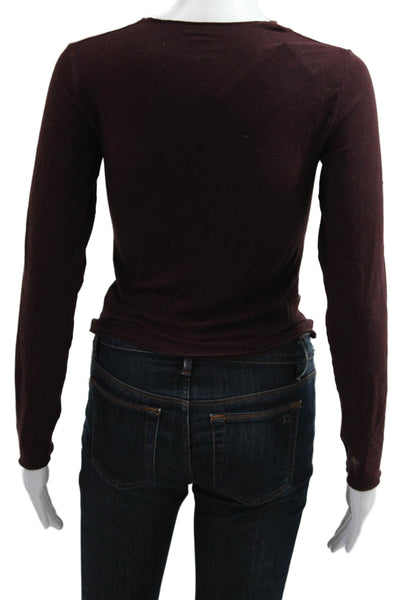 Majestic Women Brown Basic Long Sleeve Crew Neck T-Shirt Size 1