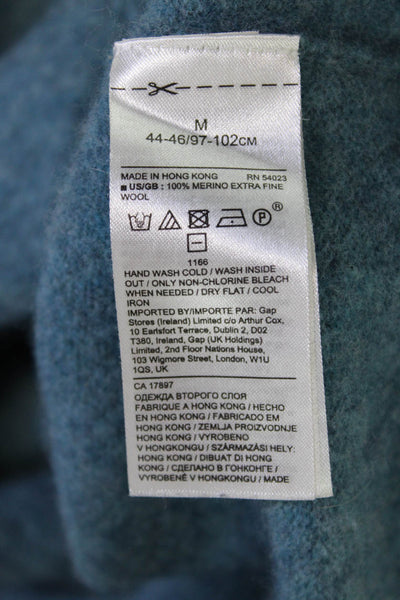 Banana Republic Women Blue Merino Crew Neck Pullover Sweater Long Sleeve Size M