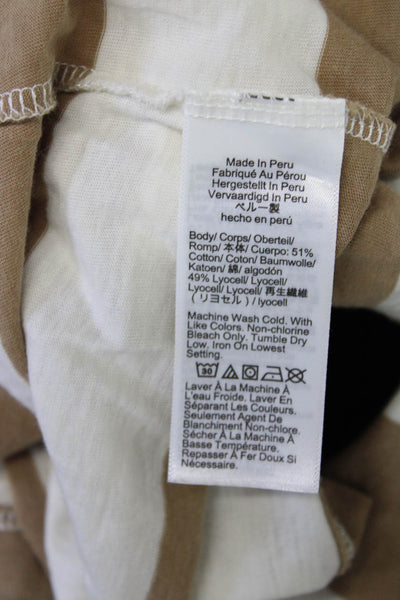 J Crew Womens Striped Jersey T-Shirt Tan Long Sleeve Crew Neck Size S