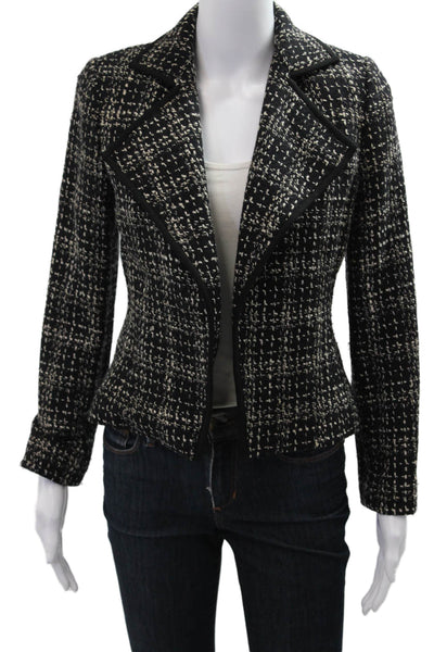 Linda Allard Ellen Tracy Womens Black Check Wool Blend Blazer Size 0