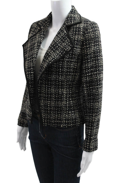 Linda Allard Ellen Tracy Womens Black Check Wool Blend Blazer Size 0