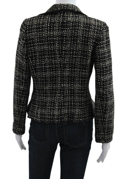 Linda Allard Ellen Tracy Womens Black Check Wool Blend Blazer Size 0