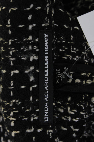 Linda Allard Ellen Tracy Womens Black Check Wool Blend Blazer Size 0
