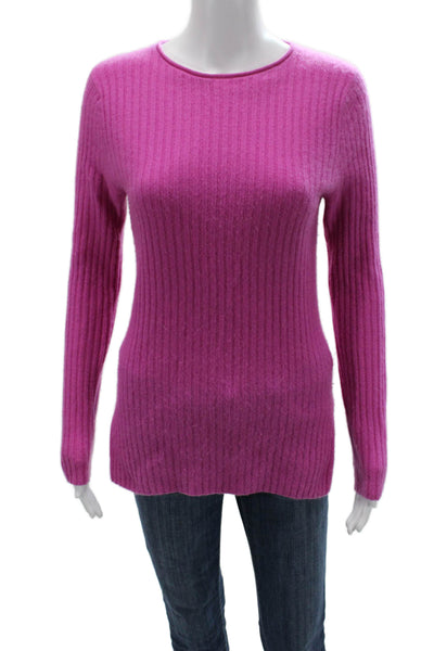 Something Navy Unisex Purple Striped 100% Cashmere Pullover Sweater Size L