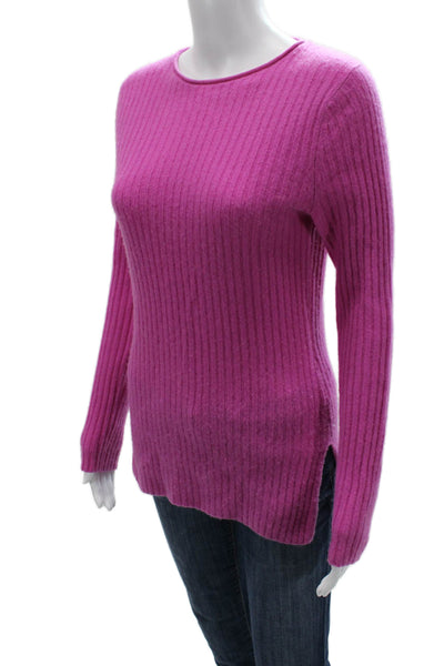 Something Navy Unisex Purple Striped 100% Cashmere Pullover Sweater Size L