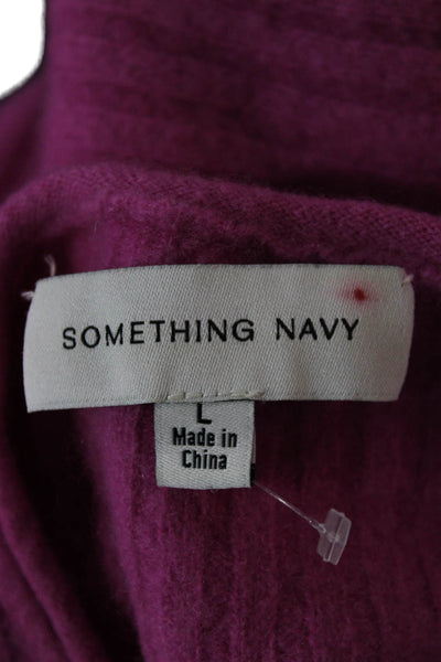 Something Navy Unisex Purple Striped 100% Cashmere Pullover Sweater Size L