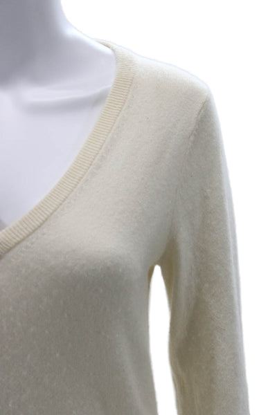 Uniqlo Unisex Pullover V-Neck Beige Cotton Cashmere Long Sleeve Sweater Size M