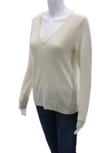 Uniqlo Unisex Pullover V-Neck Beige Cotton Cashmere Long Sleeve Sweater Size M