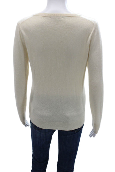 Uniqlo Unisex Pullover V-Neck Beige Cotton Cashmere Long Sleeve Sweater Size M