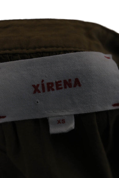 Xirena Womens Brown Cotton Shirt Dress V-Neck 3/4 Sleeve Button Size XS