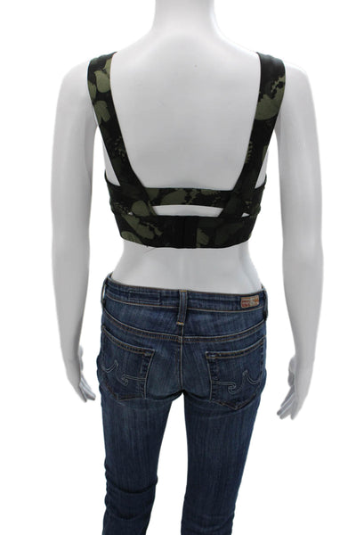 Lululemon Women Cropped Sleeveless Tank Black Butterfly Round Neck Size L