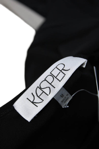 Kasper Women Black Basic Blouse 3/4 Sleeve Round Neck Size M