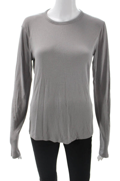 Lululemon Women Gray Basic Long Sleeve Crew Neck T-Shirt Size 10