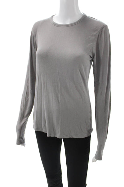 Lululemon Women Gray Basic Long Sleeve Crew Neck T-Shirt Size 10