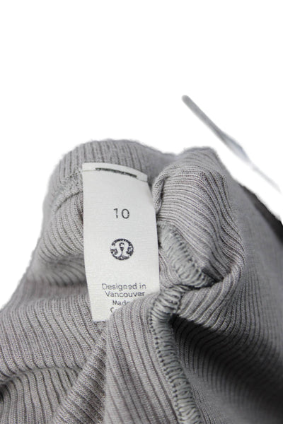 Lululemon Women Gray Basic Long Sleeve Crew Neck T-Shirt Size 10