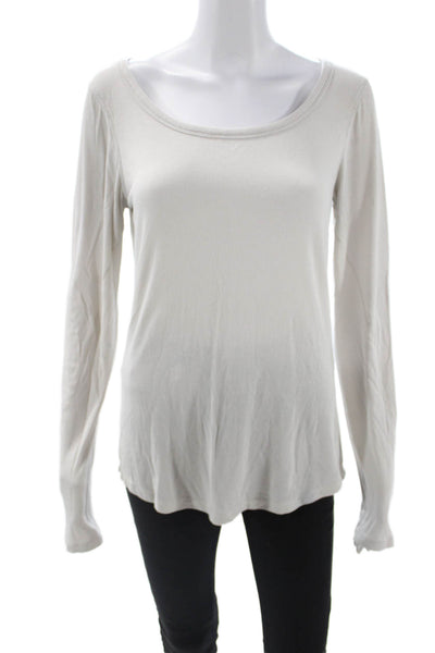 Lululemon Womens White Basic Long Sleeve Round Neck T-Shirt Size 10