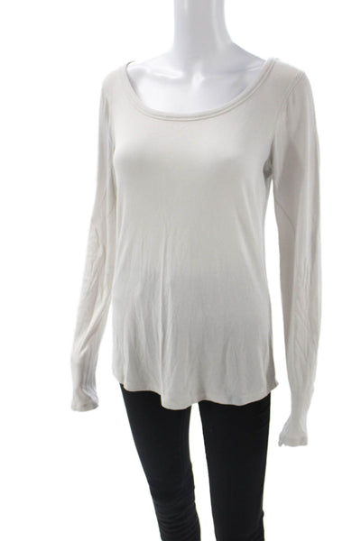 Lululemon Womens White Basic Long Sleeve Round Neck T-Shirt Size 10