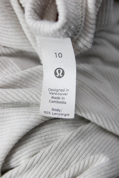Lululemon Womens White Basic Long Sleeve Round Neck T-Shirt Size 10