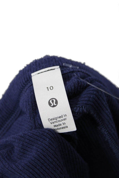 Lululemon Womens Basic Dark Blue T-Shirt Long Sleeve Crew Neck Size 10