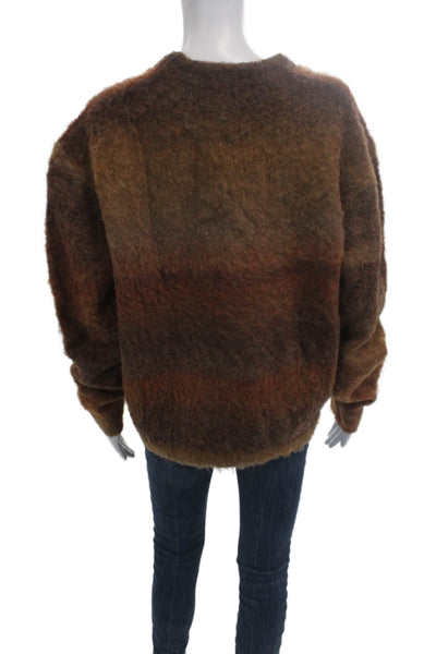 RVCA Women Pullover Sweater Brown Crew Neck Grunge Fall Size M