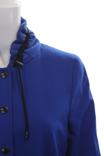 Akris Punto Womens Blue Button High Neck Long Sleeve Jacket Size 10