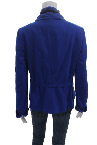 Akris Punto Womens Blue Button High Neck Long Sleeve Jacket Size 10