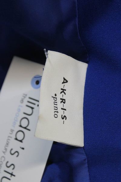 Akris Punto Womens Blue Button High Neck Long Sleeve Jacket Size 10