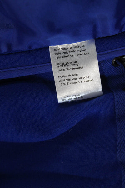 Akris Punto Womens Blue Button High Neck Long Sleeve Jacket Size 10