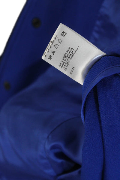 Akris Punto Womens Blue Button High Neck Long Sleeve Jacket Size 10