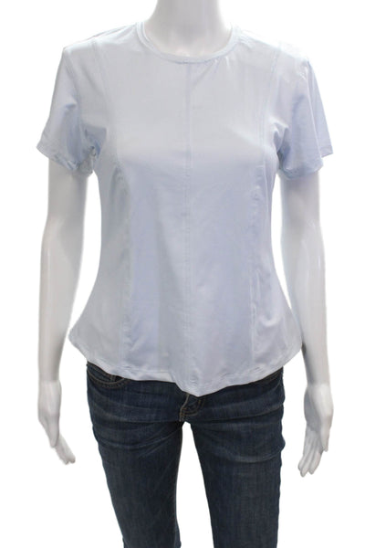Lucky In Love Womens Light Blue Basic T Shirt Crew Neck Short Sleeve Size S