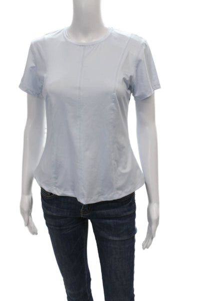 Lucky In Love Womens Light Blue Basic T Shirt Crew Neck Short Sleeve Size S