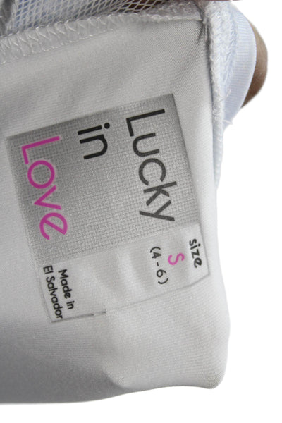 Lucky In Love Womens Light Blue Basic T Shirt Crew Neck Short Sleeve Size S