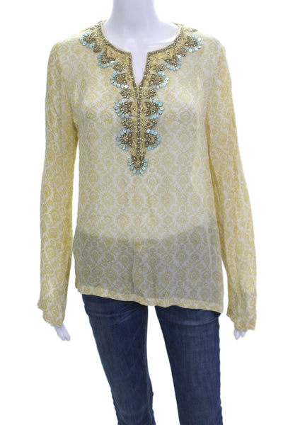 Sofibella Womens Sleeveless Tunic Tank Top White Paisley Size S