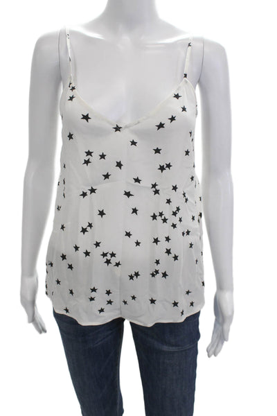 Equipment Femme Women White Silk V-Neck Camisole Star Print Size S