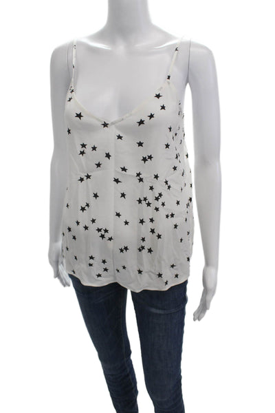 Equipment Femme Women White Silk V-Neck Camisole Star Print Size S